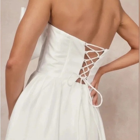 NWT Lulu's White Bow-Accent Wedding White Party Photo Op Lined Gown Dress Small - Picture 4 of 7